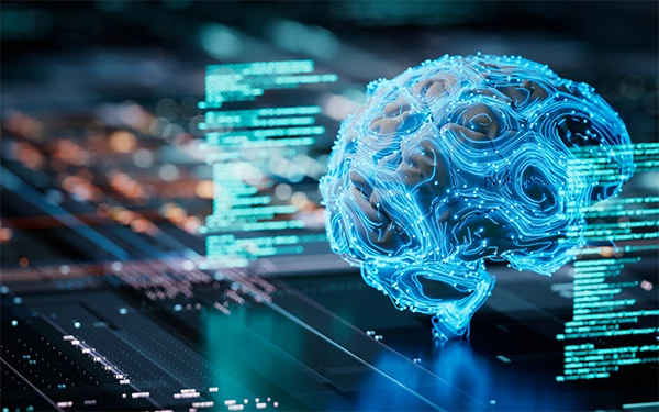 Cerebro digital representa los algoritmos de Google Ads con IA